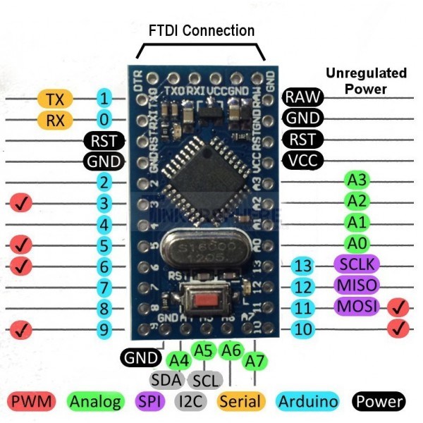 Arduino Pro Mini 5V 16Mhz Klon Atmega328