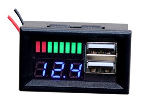 12v Akü Yüzde Ve Volt Göstergeli 5V Usb Çıkışlı Panel Tipi