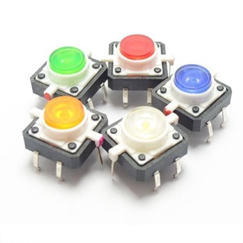 12X12 Şeffaf Sarı Ledli Tact Switch Buton 4 Adet