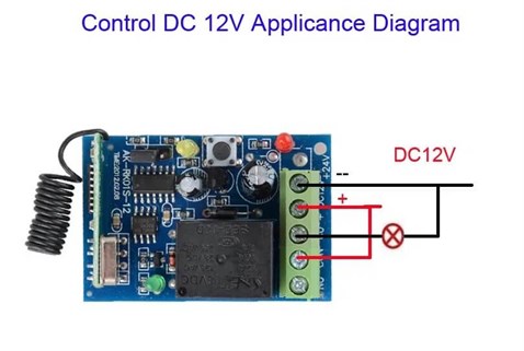 1 Kanal 433 MHz 12v Kablosuz RF Alıcı-Verici Röle Kartı