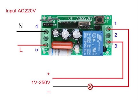 1 Kanal 433 MHz 220v Ac Kablosuz RF Alıcı-Verici Röle Kartı