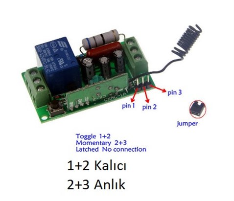1 Kanal 433 MHz 220v Ac Kablosuz RF Alıcı-Verici Röle Kartı