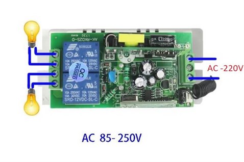 2 Kanal 433 MHz 220v Ac Kablosuz RF Alıcı-Verici Röle Kartı