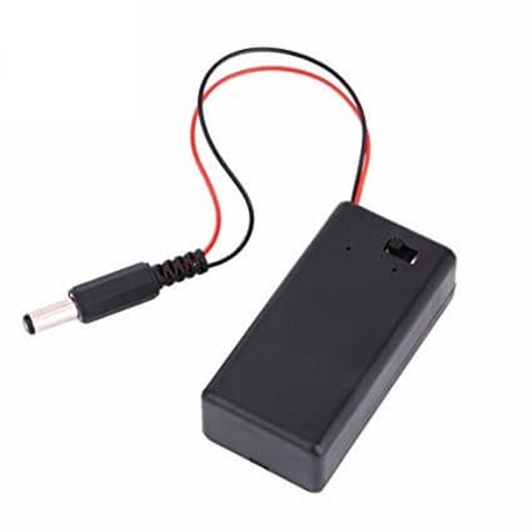 9 V Pil Yuvası Kutulu ve Switchli 2,1mm Barrel Jaklı Pil Yatağı