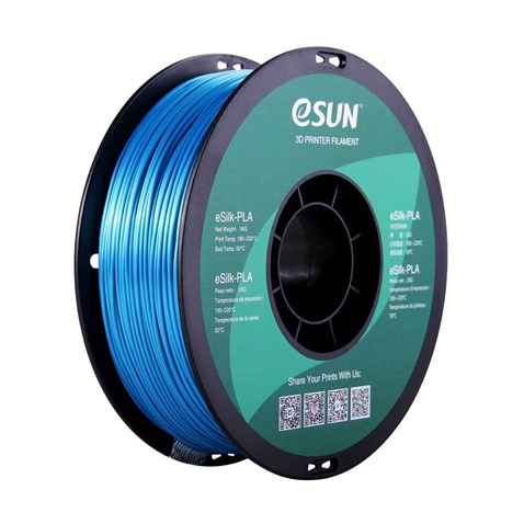 eSUN eSilk PLA Cyan CamGöbeği Mavi Parlak Yüzey Filament 1.75mm 1Kg
