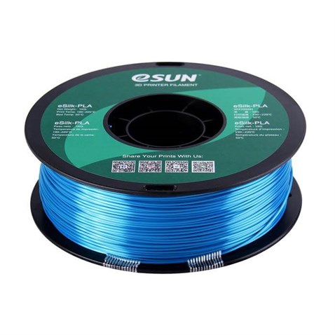 eSUN eSilk PLA Cyan CamGöbeği Mavi Parlak Yüzey Filament 1.75mm 1Kg