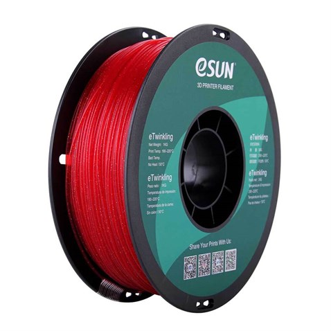 eSUN eTwinkling PLA Red Kırmızı Simli Filament 1.75mm 1Kg