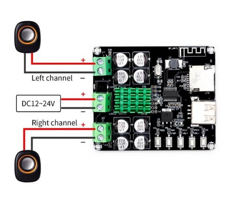 VHM-302 TPA3116D2 2X50W Bluetooth 5.0 Stereo mp3 Ses Alıcı Modülü