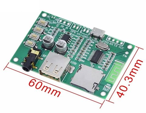 BT201 Bluetooth 5.0 mp3 Ses Alıcı USB-TF Modülü