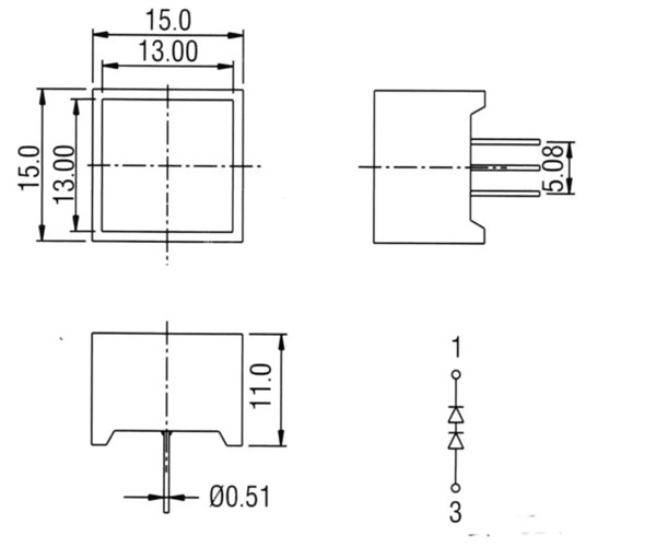 15X15mm Bar Led Display Şeffaf Kırmızı 5 Adet