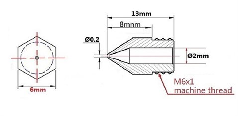 Mk8 Makerbot Nozzle 0,4mm 2 Adet