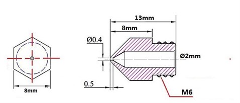 Mk8 Nozzle 0,5mm 2 Adet