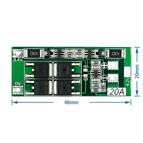 2S 7,4V 20A Lipo Pil Bms Balans Devresi Şarj Modülü